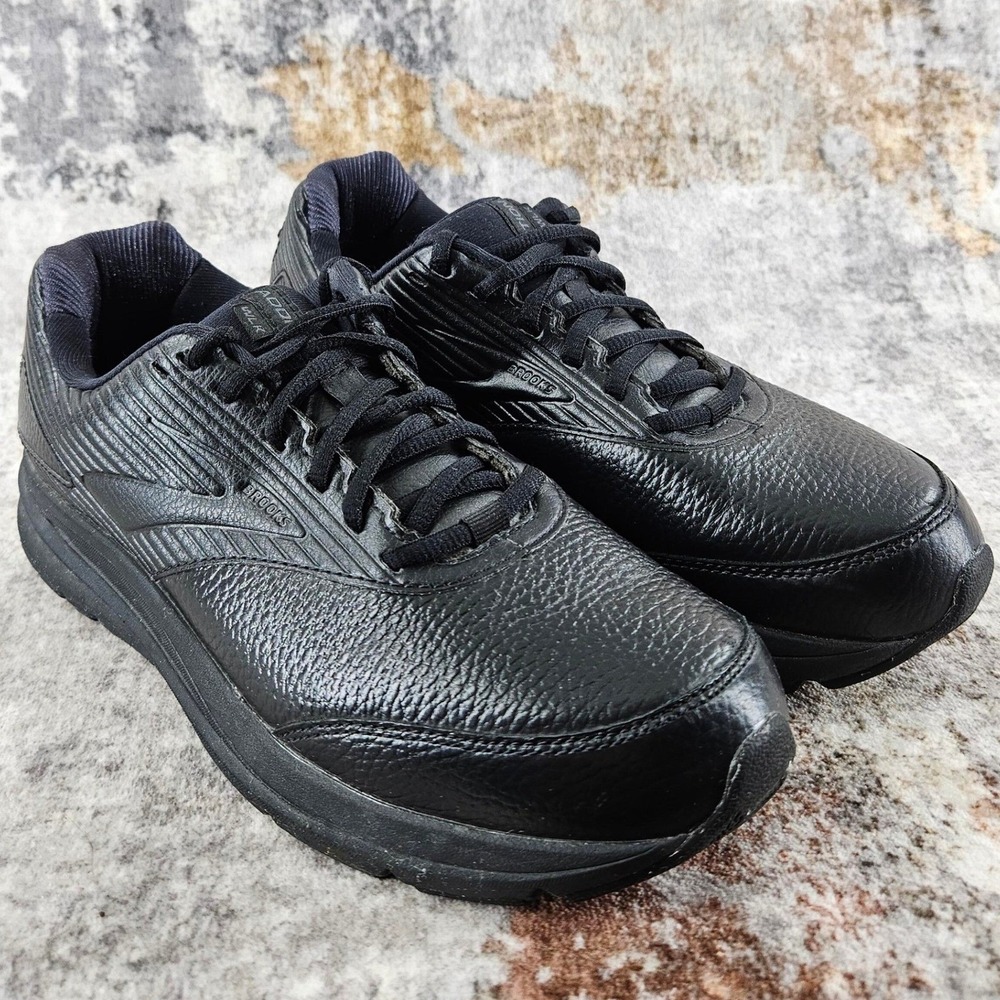 Brooks Addiction Walker 2 Mens 9 B Black Leather Comfort Walking Shoes‎ Sneakers
